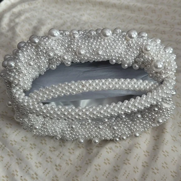 SIMKHAI Ellerie Imitation Pearl Embellished Mini Hobo Bag - Picture 9 of 12